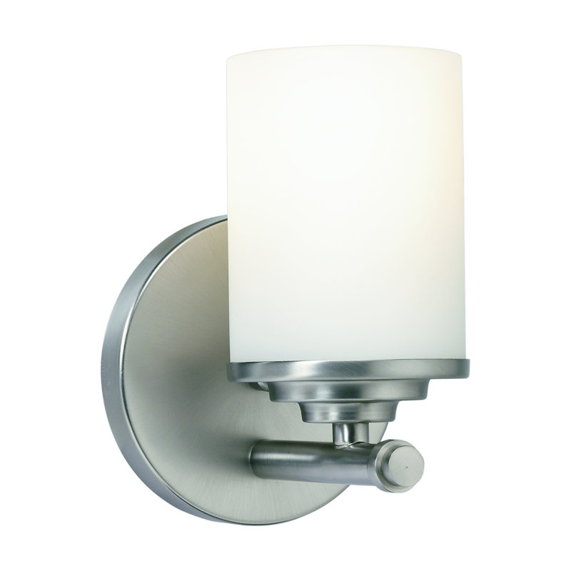 Applique murale à bras 1 lumière Ariauna, Nickel brossé, Opale satinée