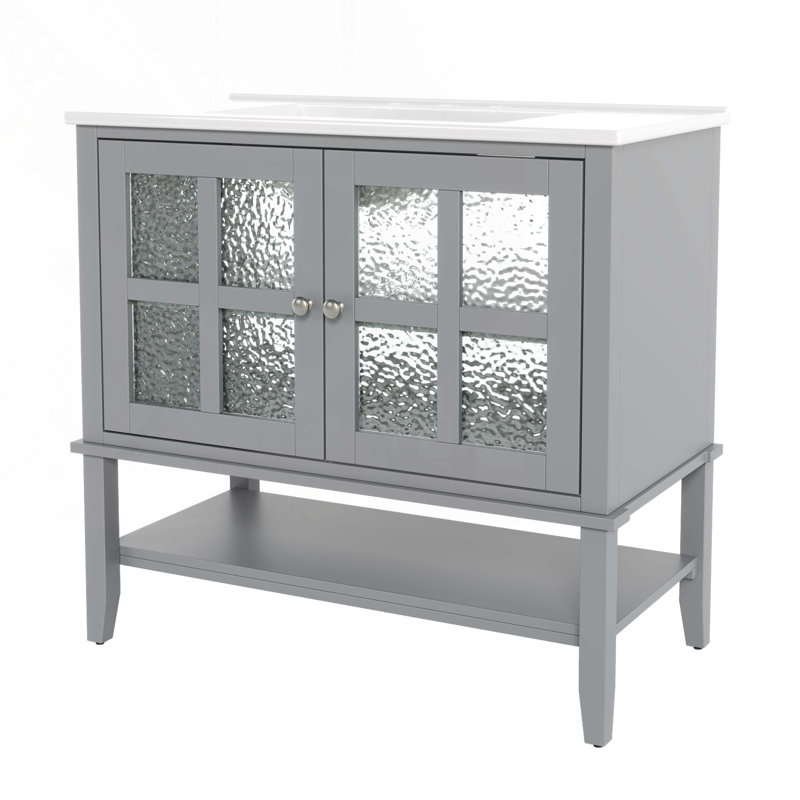 Bathroom Vanity with Ceramic Sink, Gray