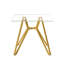 Table de salle à manger 35,4 pouces carrée en verre doré pour la chambre ou le salon, petites cuisines au design compact, bureau trempé lisse et imperméable, avec surface à gratter