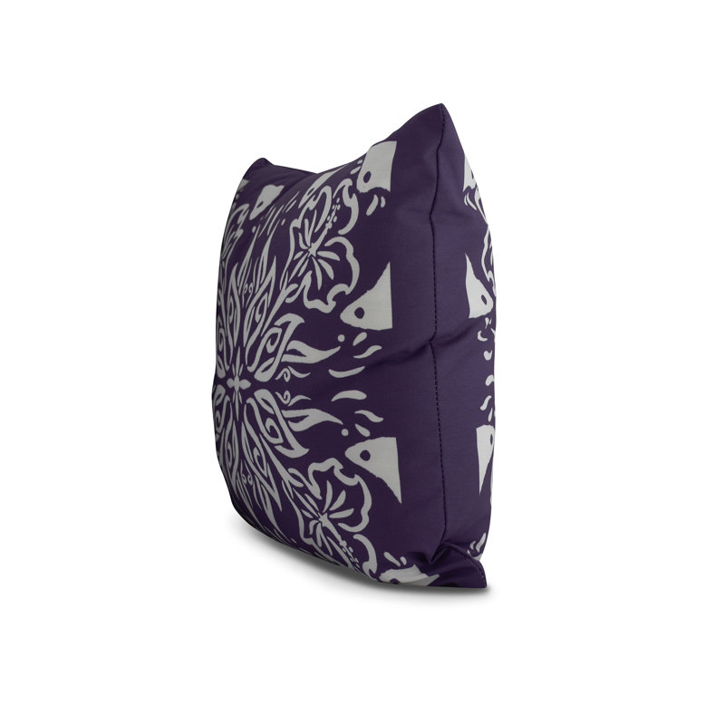 Cuban Flare Geometric Reversible Throw Pillow, 18" x 18", Purple