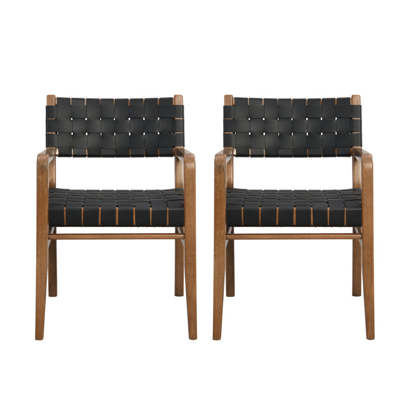 Chaise de salle à manger (ensemble de 2), Noir/noyer