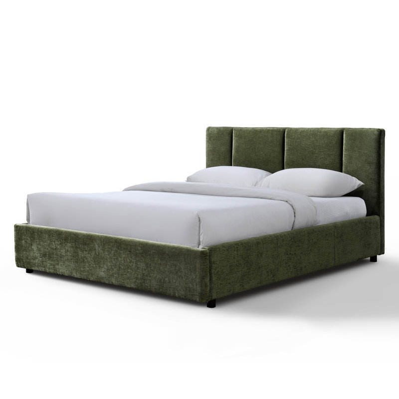 Lit plateforme tapissier Condit, Grand, Vert mousse