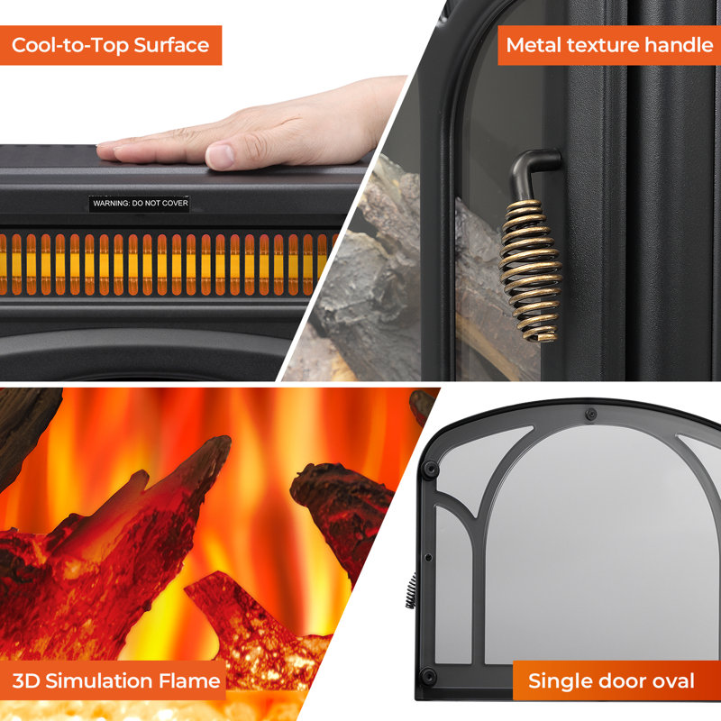  5100 Btu Vintage Electric Fireplace Heater With Adjustable Flame Effects, 12 Color Options & Overheat Protection, Portable 24" Design, Dual Heat Settings, Perfect For Home/office