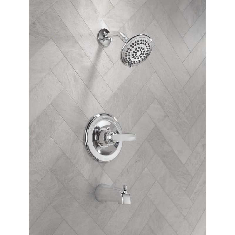Delta Foundations 13 Series 5-Setting Bathtub and Shower Faucet Set, Chrome Shower Head and Handle Set, Valve Trim Kit, Chrome BT13411 (Valve Not Included)