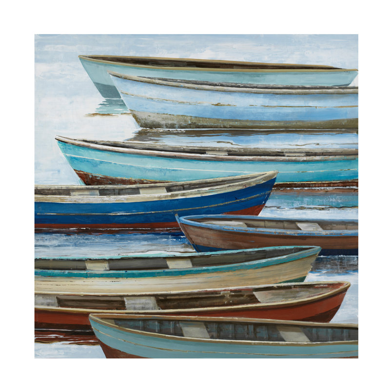 Art sur toile, bateaux avec abdosamad, H 14 po x l 14 po x P 2 po