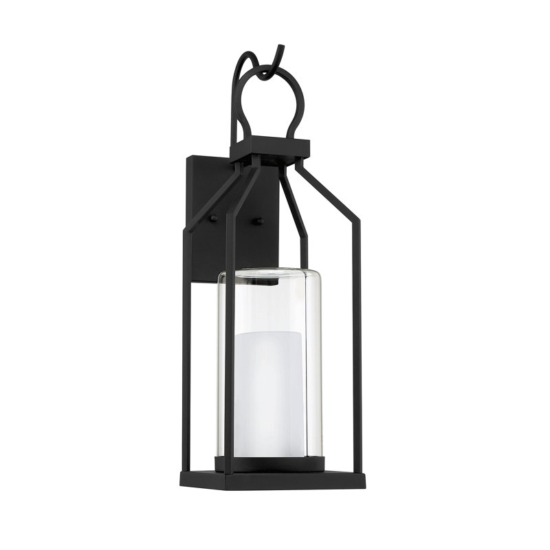 Lanterne murale d'extérieur 1 lumière Savoy House Hamilton en noir mat, H 23,5 po x l 7,5 po x P 9,5 po