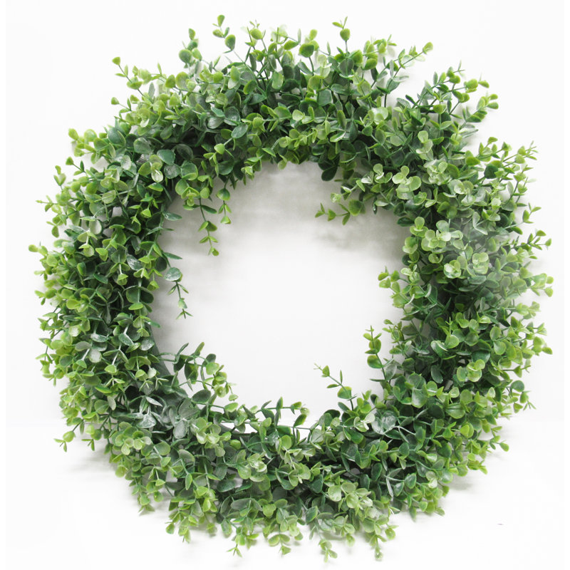 Couronne en plastique eucalyptus, H 20 po x l 20 po x P 4 po
