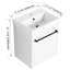 Meuble-lavabo 18 po avec lavabo en céramique. Porte à fermeture en douceur pour une salle de bain paisible. Petits espaces de salle de bain au look moderne. Évier de construction en contreplaqué. Charnières à utilisation silencieuse. Matériau du meuble