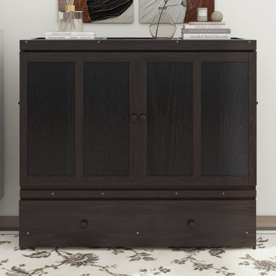 Hynes Full Size Murphy Bed, Solid Wood Murphy Bed Frame With USB Port And A Large Drawer