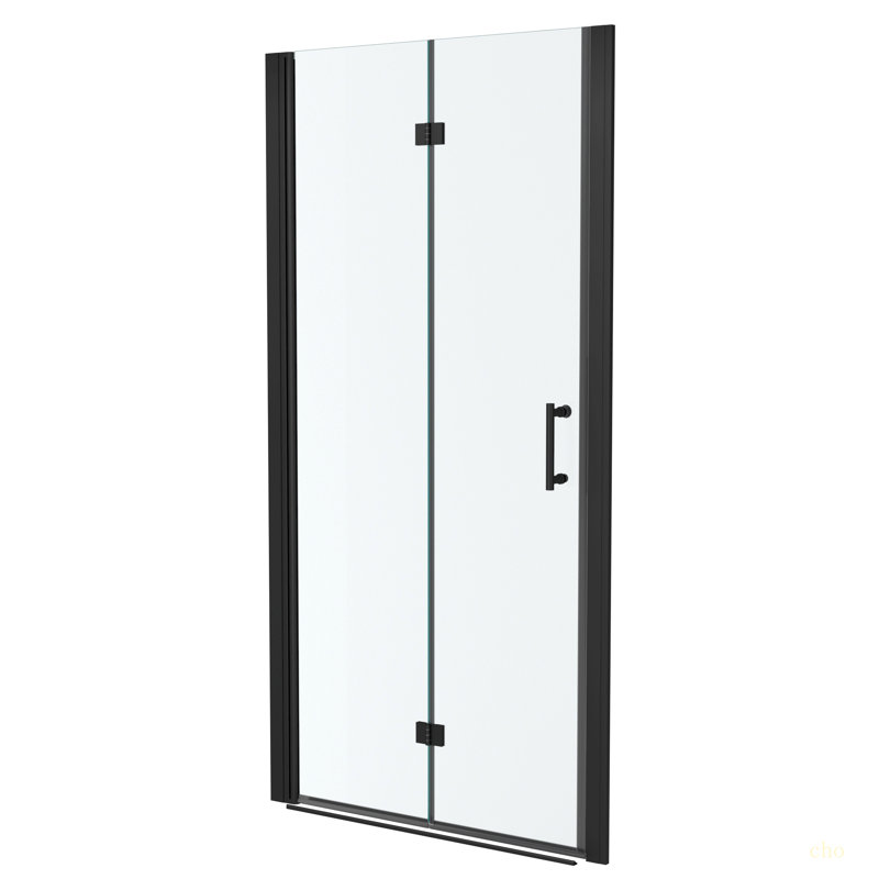 30"W X 72"H Fold Frameless Shower Door With Tempered Glass, Matte Black
