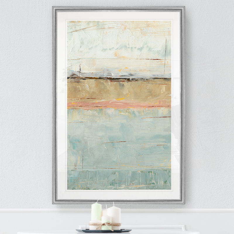 «Pastel Horizon I», reproduction d'art sur toile, H 18,5 po x l 24,5 po x P 1,5 po, Impression encadrée, Argent argent