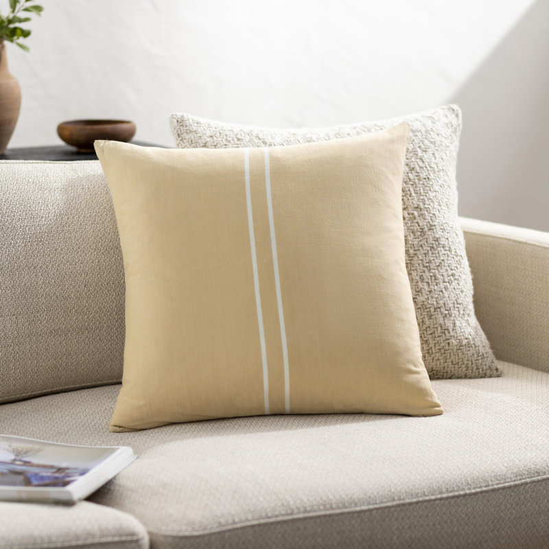Wautoma Accent Throw Pillow with Fill, 18"H x 18"W, Pillow Cover Only - No Insert, Yellow