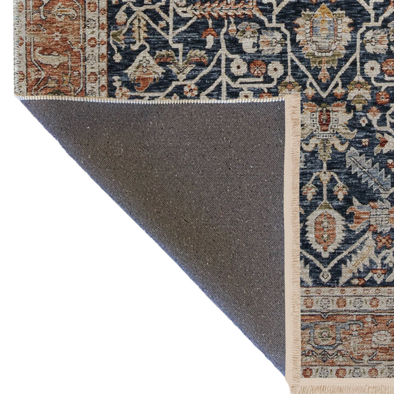 Tapis décoratif à motif frangé noir et beige, Rectangle 4 pi 11,06 po x 7 pi 6,55 po