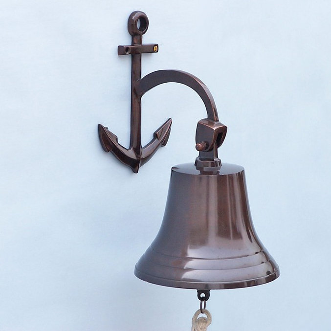 Décoration murale cloche suspendue fabriqué main Anwen, H 12 po x l 7 po x P 9 po, Cuivre antique