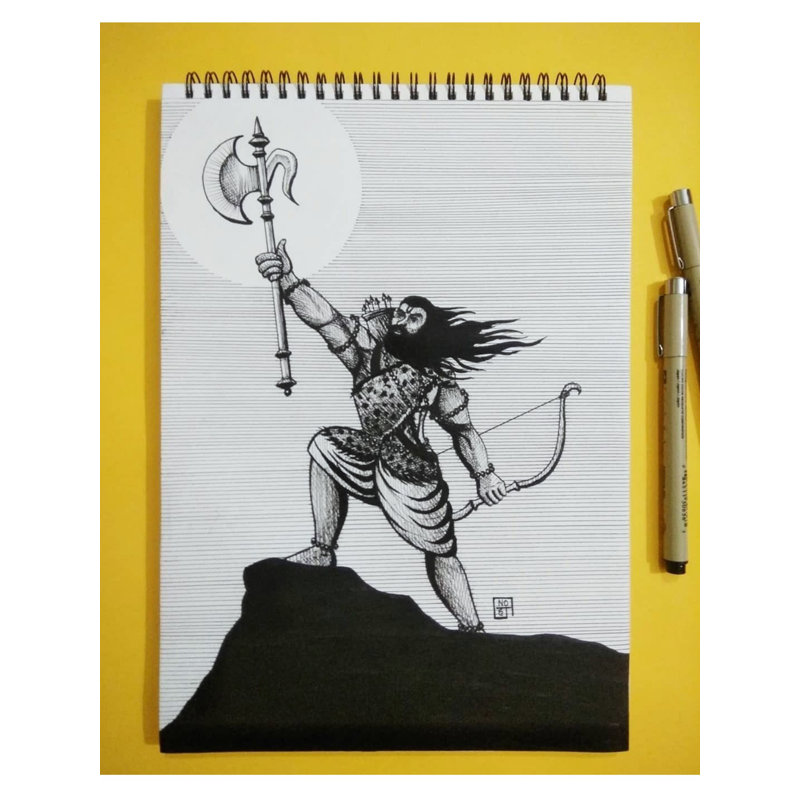 Bhagwan Parashurama | Peinture par Noogrika Deogade | Décoration murale