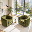 Fauteuil pivotant à 360° de 91 cm (35,83 po), en velours côtelé vert olive capitonné, livré entièrement assemblé, idéal pour le salon ou la chambre.