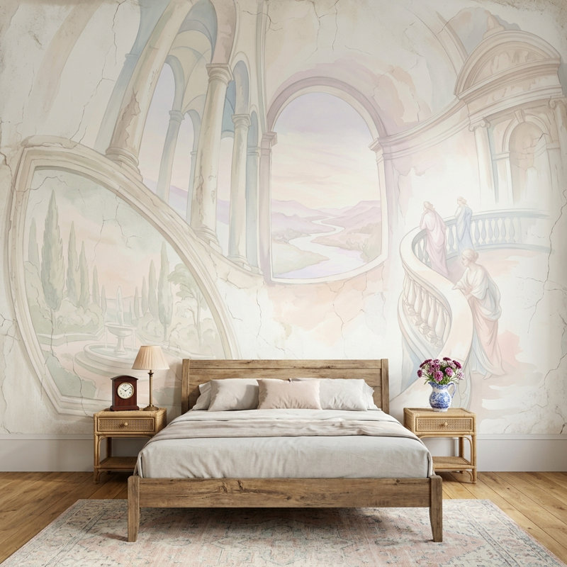 Fresque murale murale de style pastel classique Arches, 160 po x 108 po, Peler et coller
