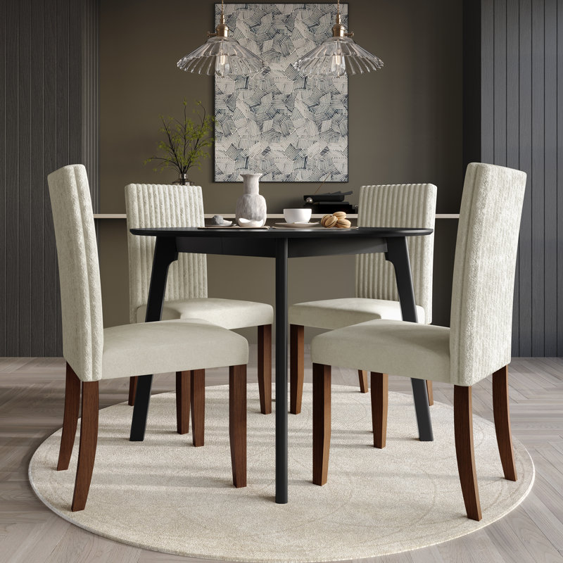 Ensemble de salle à manger 5 pièces avec table ronde L 42 po, Cream