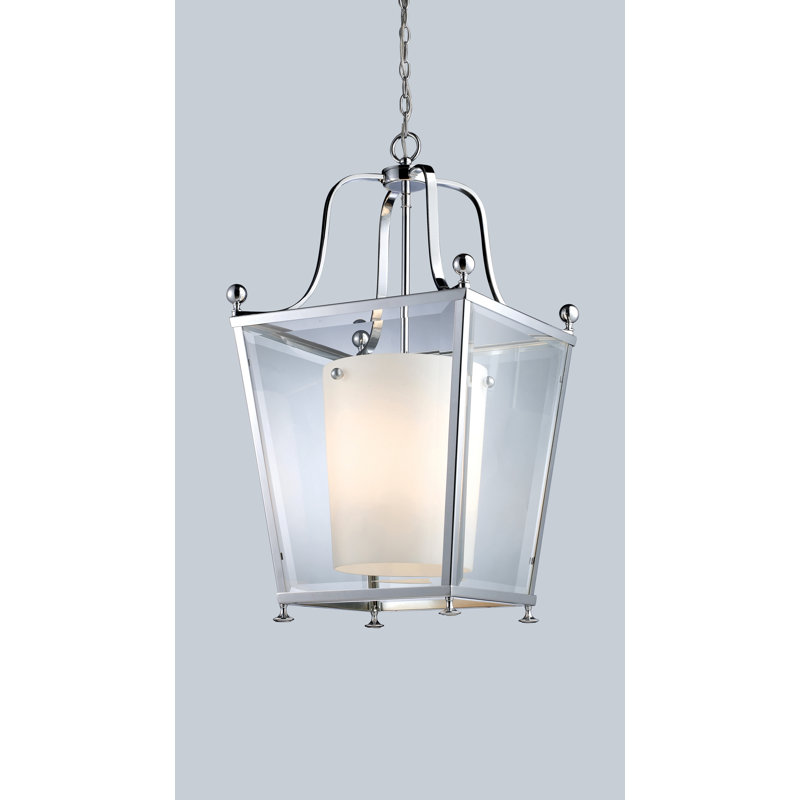 Lustree géométrique lanterne 4 lumières Cully, Chrome