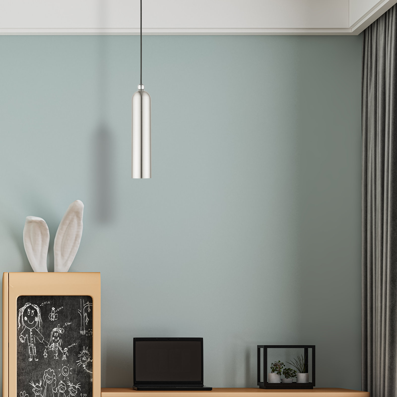 Hanne 1 - Light Single Cylinder Pendant, Brushed Nickel