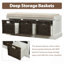 Banc de rangement rustique avec 3 paniers en rotin classiques amovibles, banc de rangement pour hall d'entrée avec coussin amovible-45757783