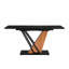 Table de salle à manger extensible, table rectangulaire géométrique avec structure en métal robuste et base en panneau de fibres à densité moyenne, plateau de table réglable en bois-1886414743