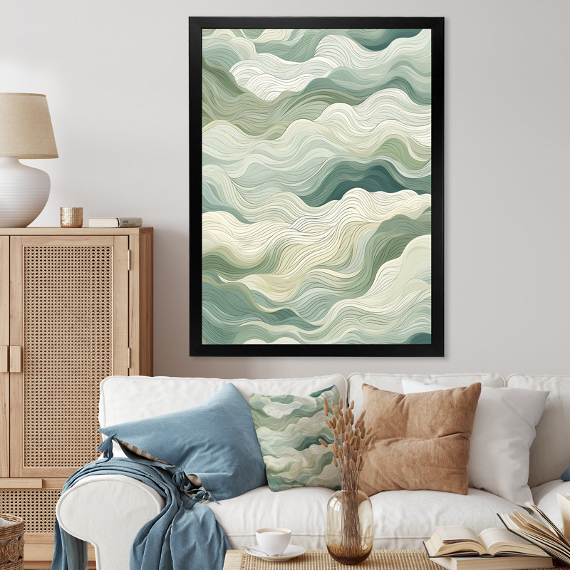 "Green Line Art", motifs inspirés de la nature sur toile, Cadre photo noir, H 20 po x l 12 po x P 1 po