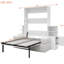 Lit double mural blanc avec rangement, multifonctionnel pour les chambres d'amis, structure en métal robuste, nombreuses tablettes blanches, bureau à domicile idéal, transforme le salon en pièce, revêtement