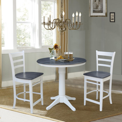 Clidy Counter Height Extendable Rubberwood Solid Wood Dining Set