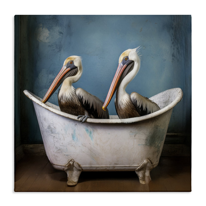 Art mural sur toile Pelican Bath Time par Lazar Studio, H 30 po x l 30 po