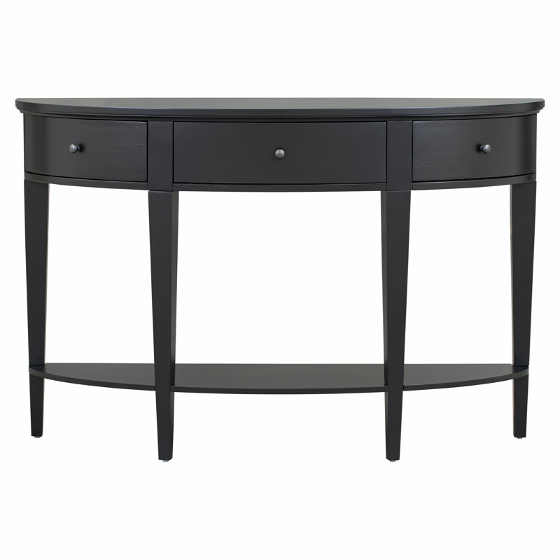 Modern 51.2" Half Moon Console Table, Mid-Century Wood Entryway Table, Black