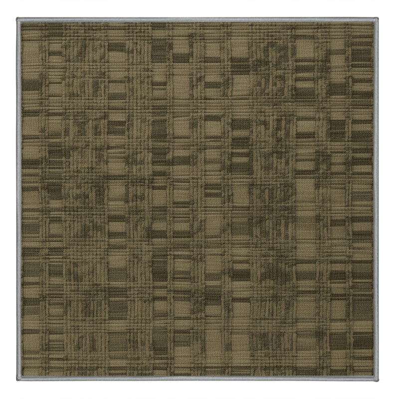 Machine Washable Checkered Brown Area Rug, Square 8'