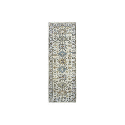 Tapis de couloir blanc en laine nouée à la main 2 pi 7 po x 7 pi 9 po F7B2A2F5BD334D268F68B26DDFC5F9B8