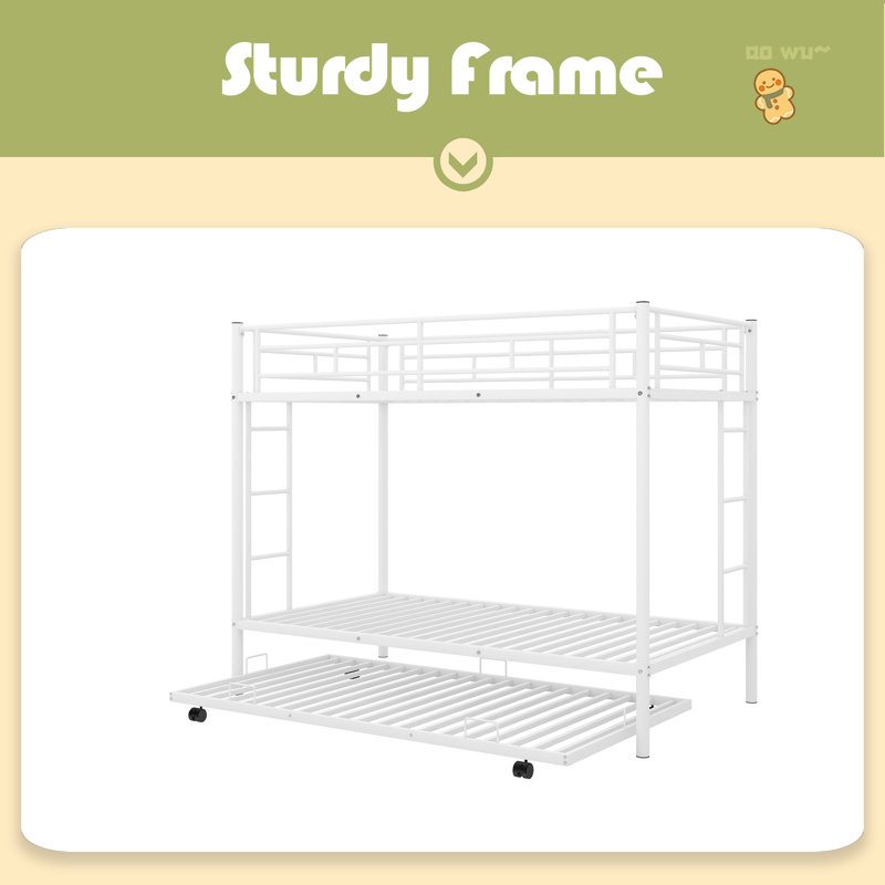 Twin Over Twin Bunk Bed With Trundle, White