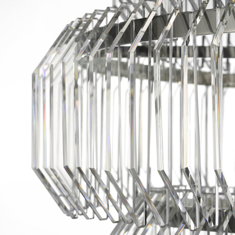 Waterford Killarney 32" Layered Drum Chandelier with Clear Crystal, Polished Nickel