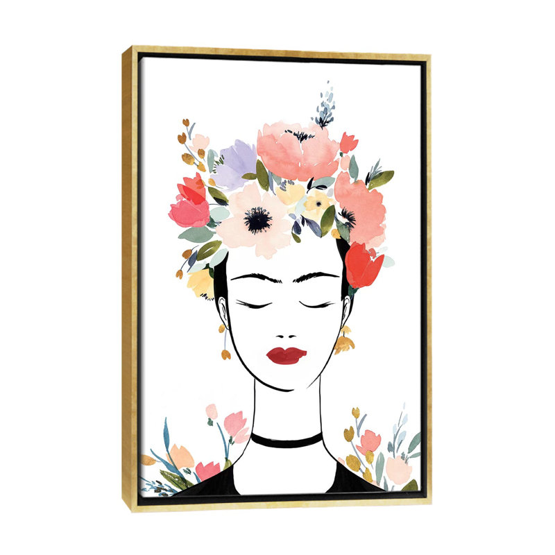 «Flower Crown Frida I» par Isabelle Z - impression d'art graphique, Aucun mat, Toile encadrée d'or