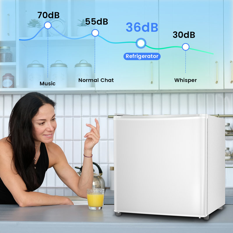 COWSAR 1.6 Cubic Feet Portable Freestanding Silent Mini Fridge With Freezer, Reversible Door,Defrosting, White
