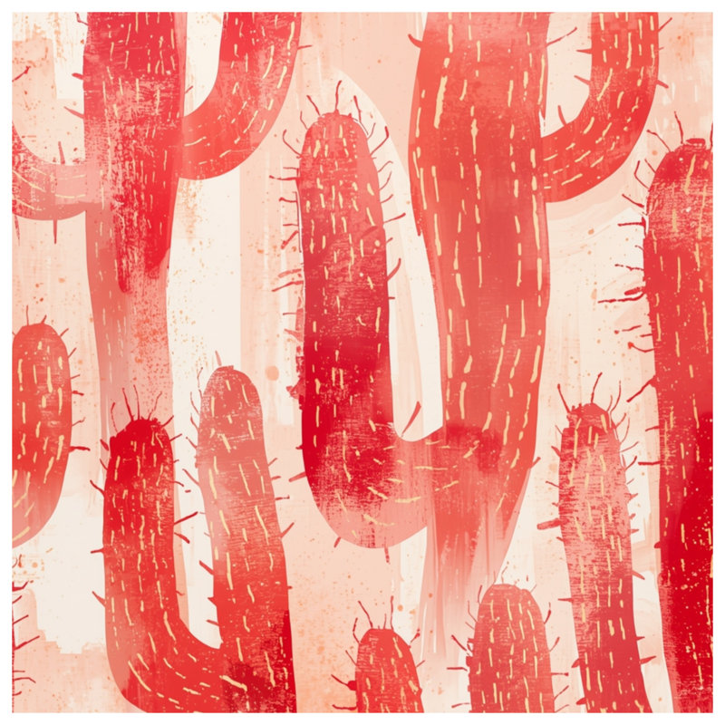 Couvertures rouges à motif de cactus, L 50 po x H 60 po