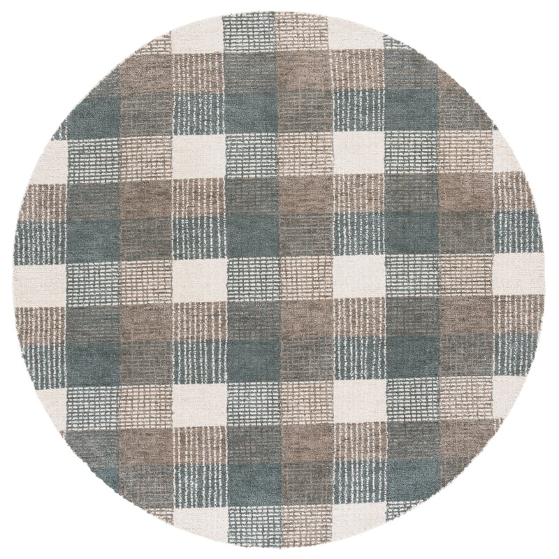 Tapis en coton touffeté à la main genre, Rond 6 pi
