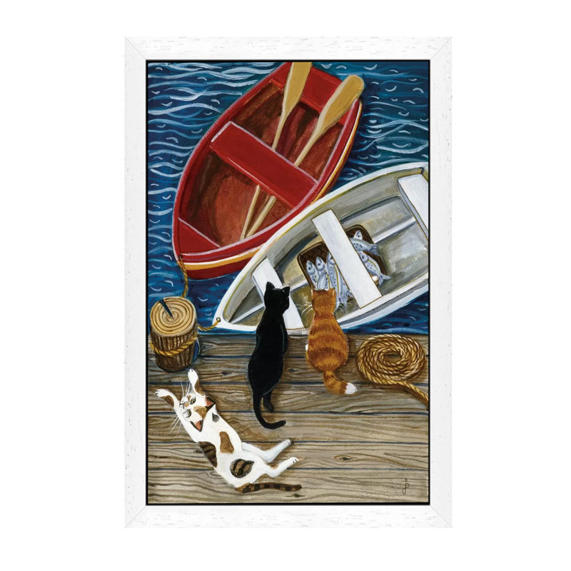 The Days Catch by Jan Panico - Painting on Canvas, 101.6 cm H x 66.04 cm W x 1.91 cm D, White Framed