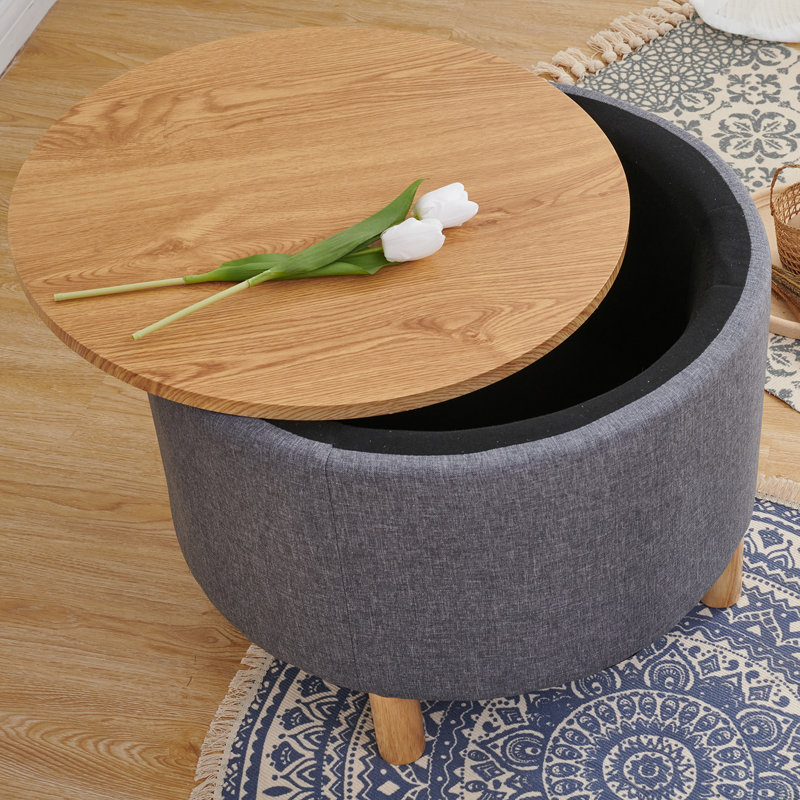 Sauget Solid Wood Single Coffee Table, Gray