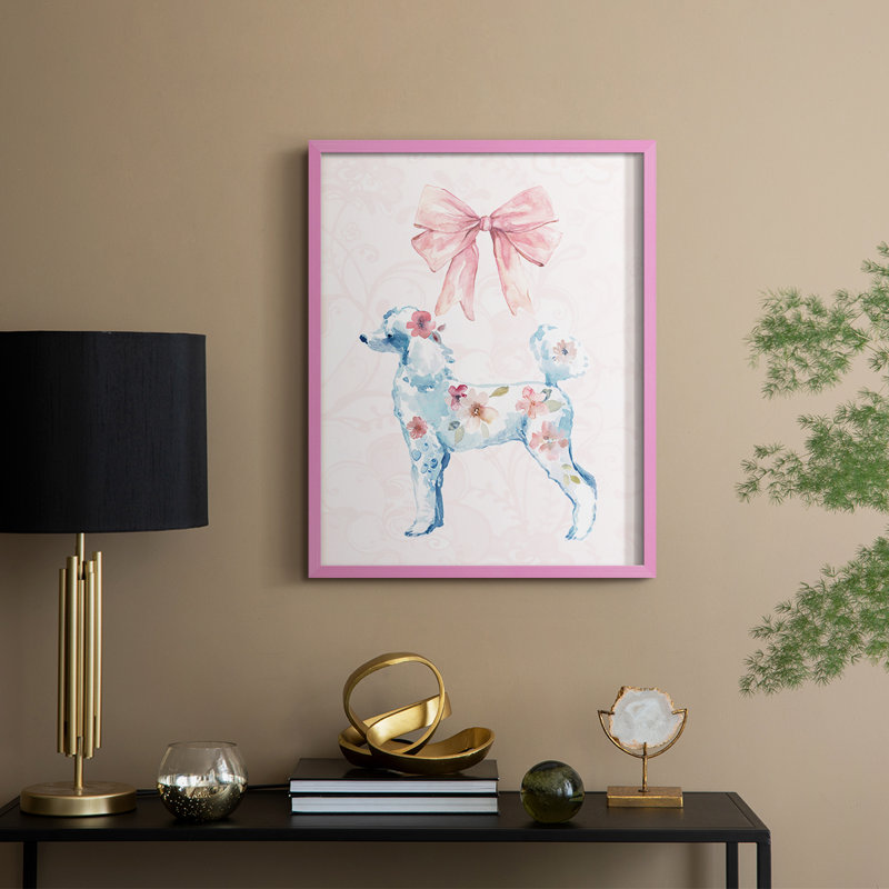 «Frilly Lily», reproduction encadrée - bois massif, Rose, H 11 po x l 9 po