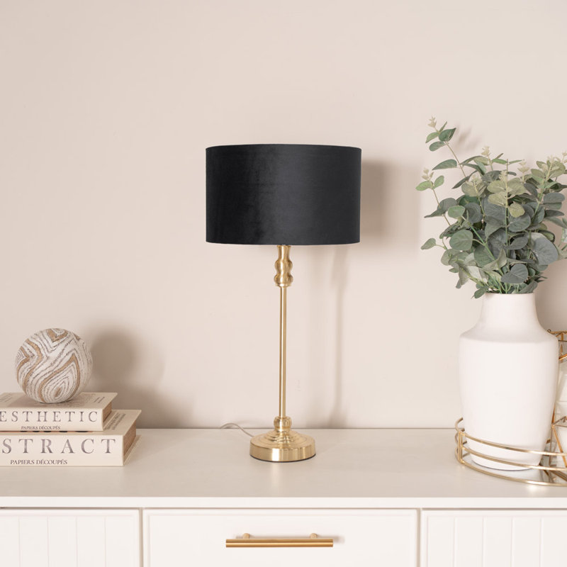 Agetina Metal Table Lamp, Yes, Gold Base/Black/Gold Shade
