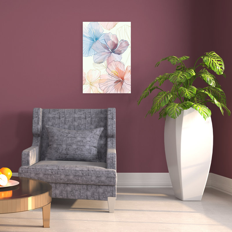 Hibiscus éthéré pastel abstrait hibiscus éthéré délicat, 24" H x 16" W