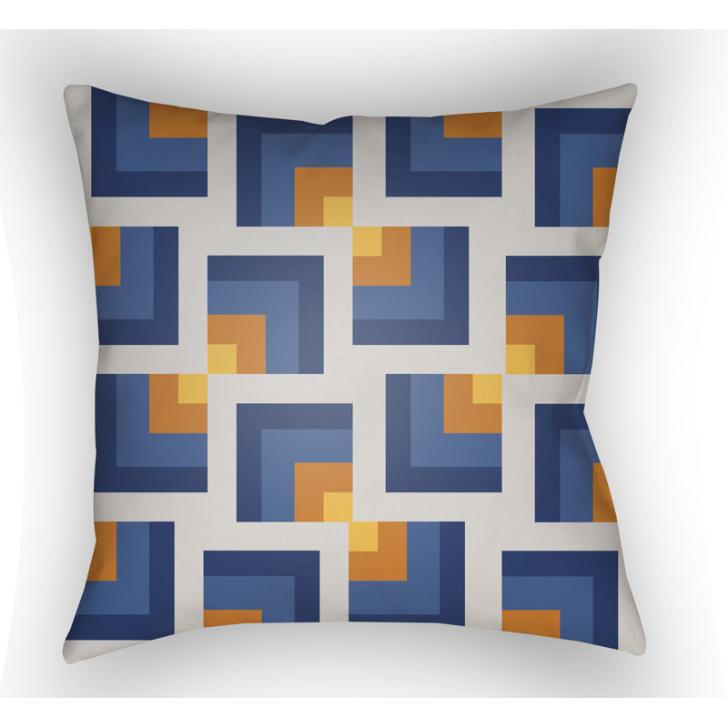 Moderne Geometric Outdoor Throw Pillow, 20" H x 20" W x 5" D, Gray/Blue