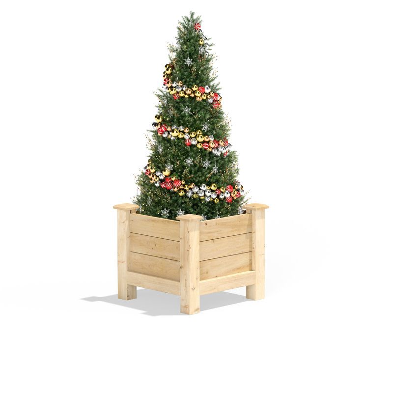 Wood Elevated Planter, 17" H x 16" W x 16" D