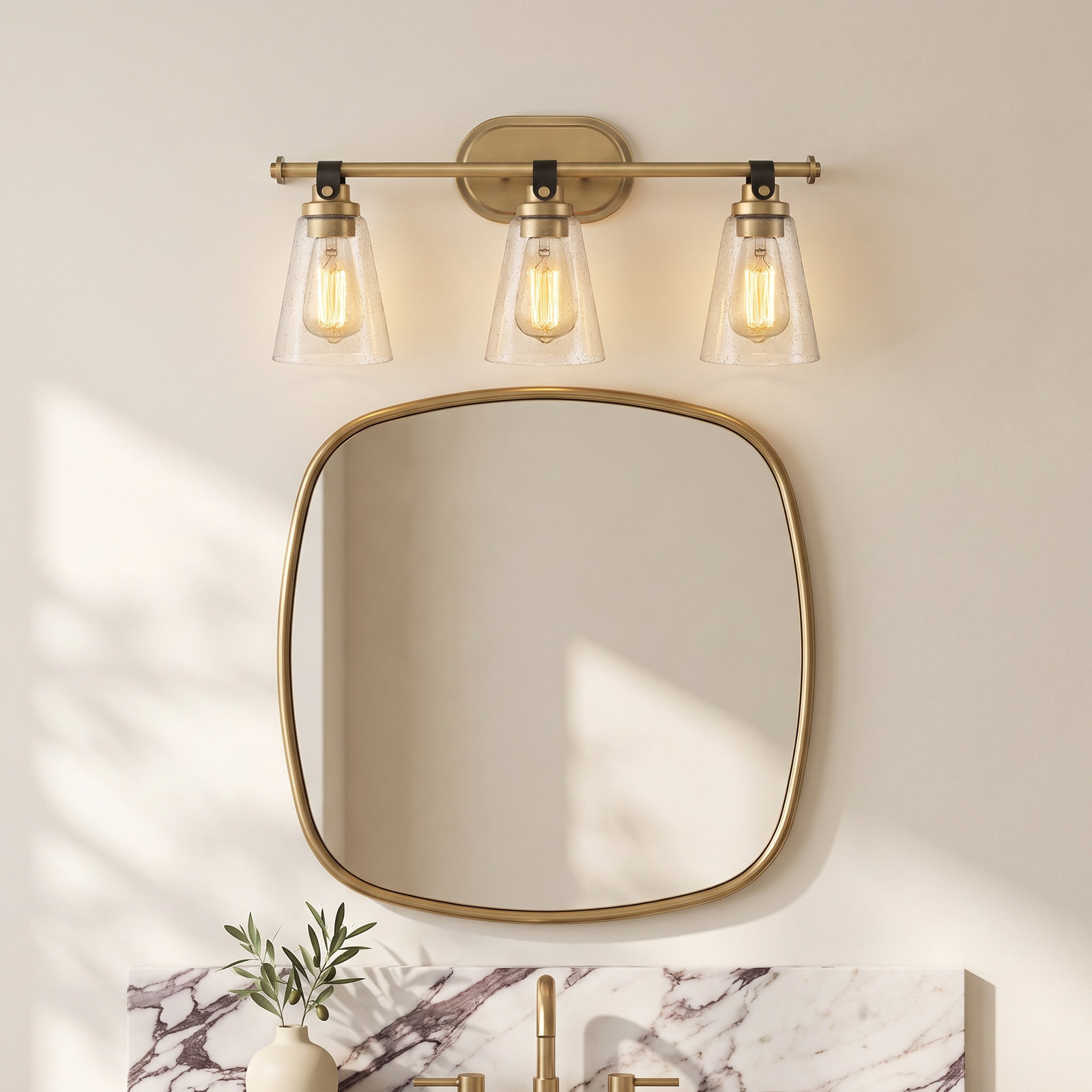 Alysa Vanity Light, Antique Brass, 3 Lights