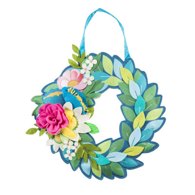 Couronne à décoration artificielle de porte de jardin à fleurs 22"