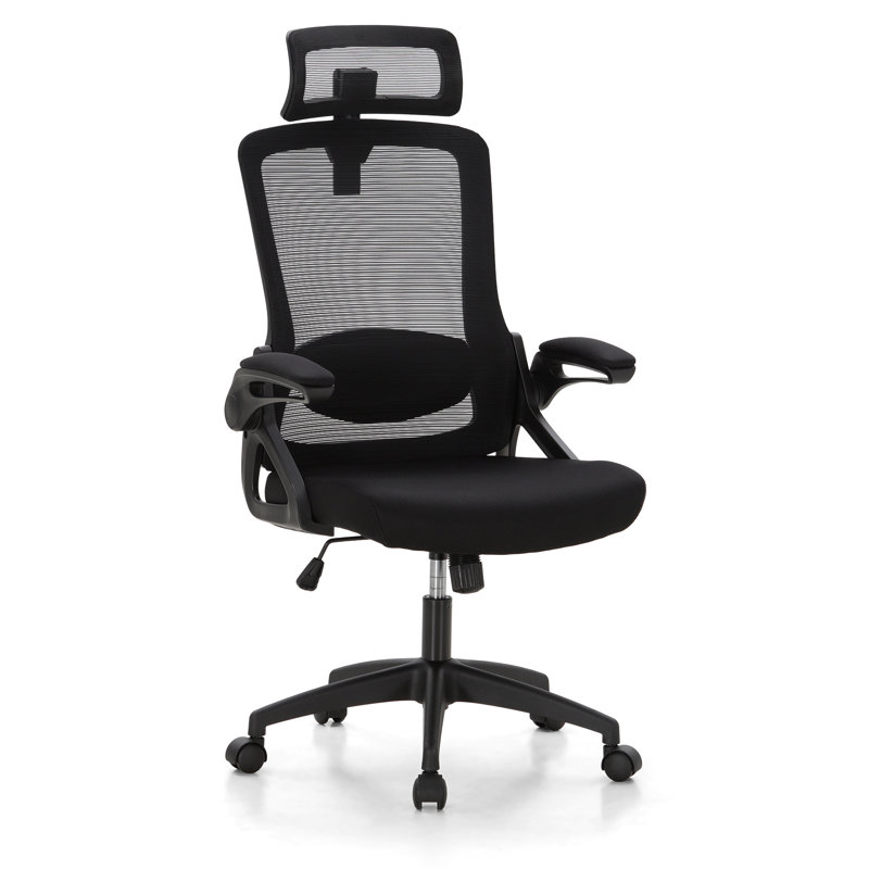 Chaise de bureau en maille Harvin, Non, Noir