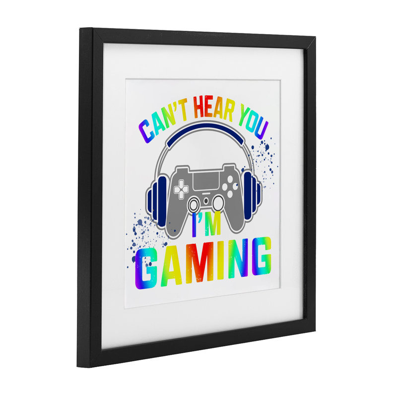 Rainbow Can Hear Hear You Gaming, impression sous verre encadrée, conception de Kim Allen, H 13 po x l 13 po